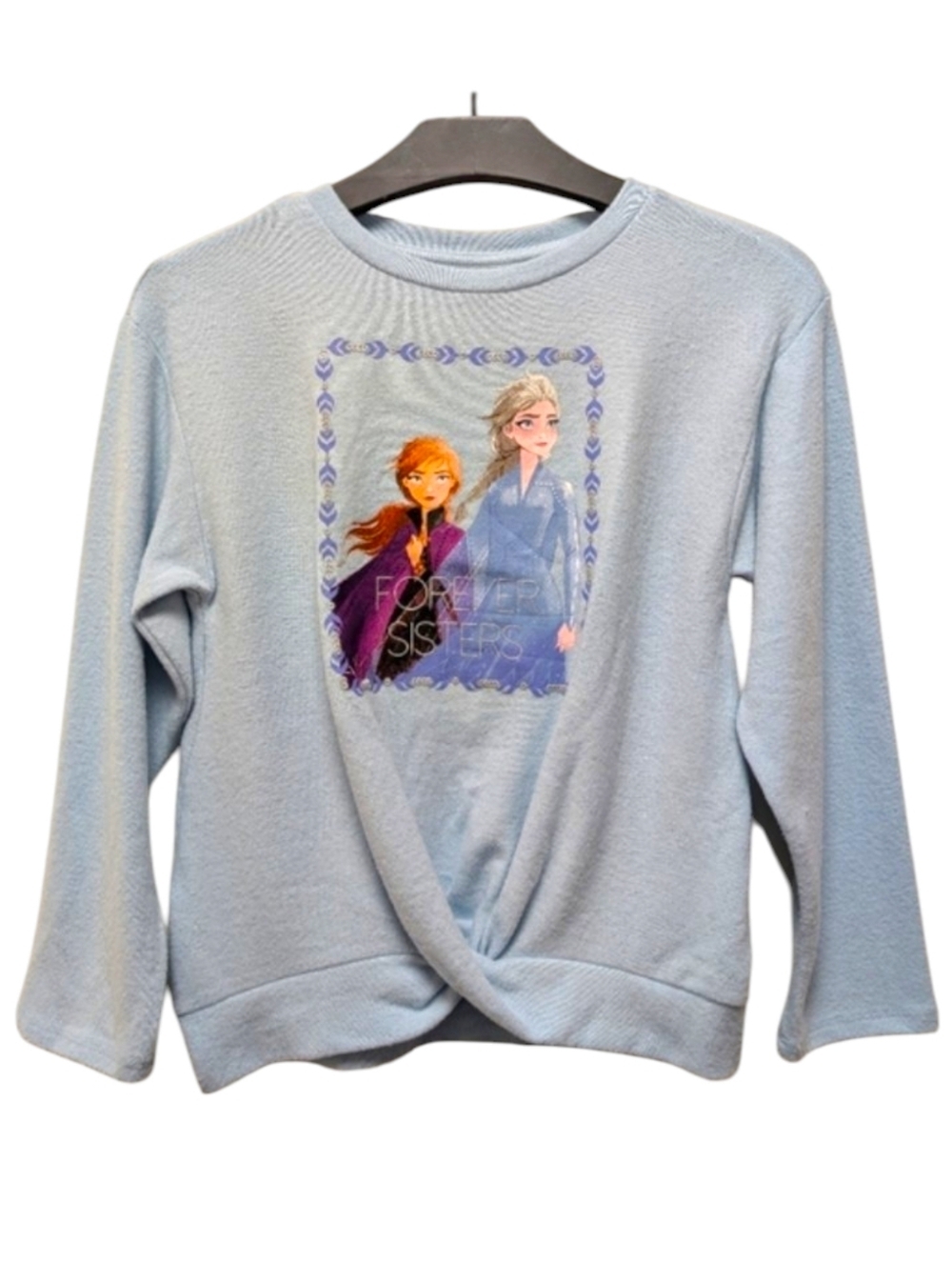 Disney Frozen II Blue Fleece Top Forever Sisters Anna & Elsa Girls L (14/16) NWT